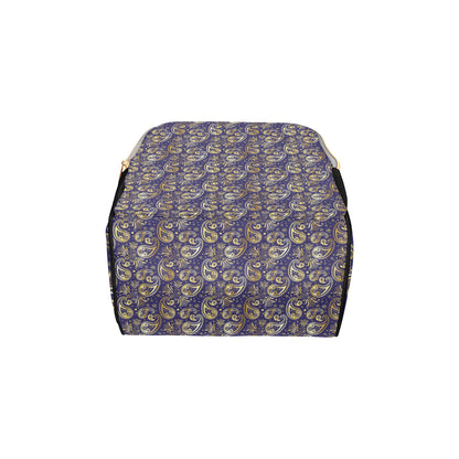 Paisley Blue Yellow Design Print Diaper Bag Backpack