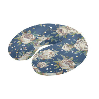 Peony Pattern Print Design A03 U-Shaped Travel Neck Pillow