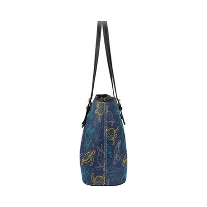 Sea Turtle Baby Print Leather Tote Bag