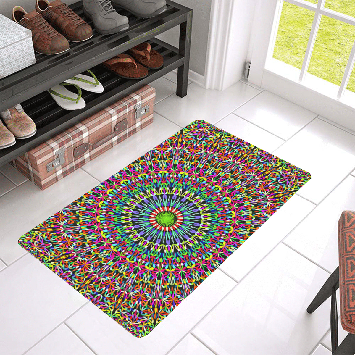 Bohemian Colorful Style Print Rubber Doormat