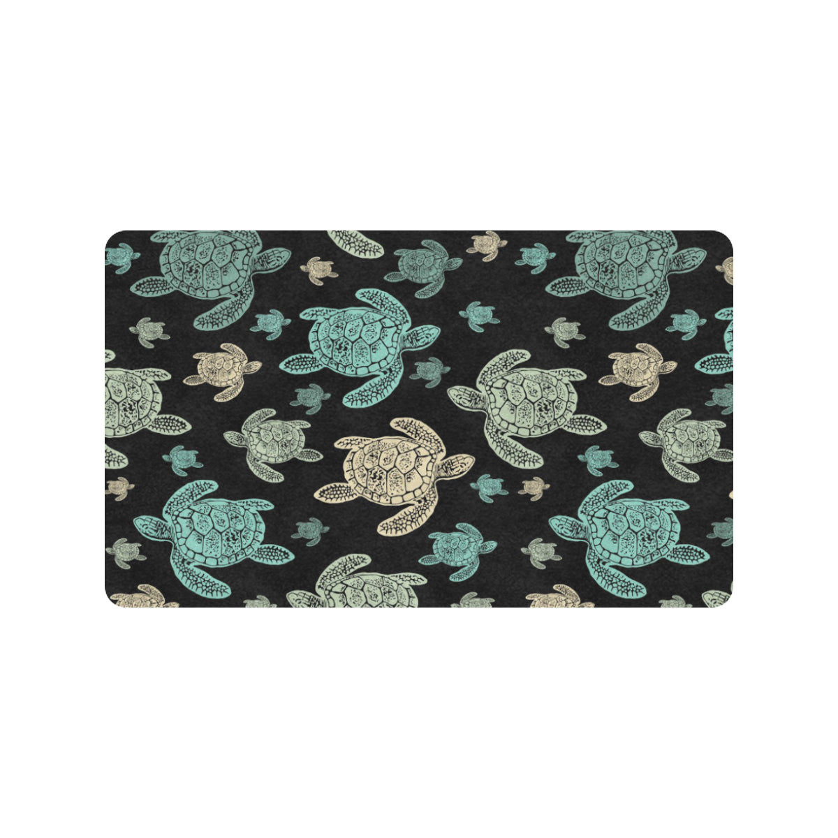 Sea Turtle Stamp Pattern Rubber Doormat