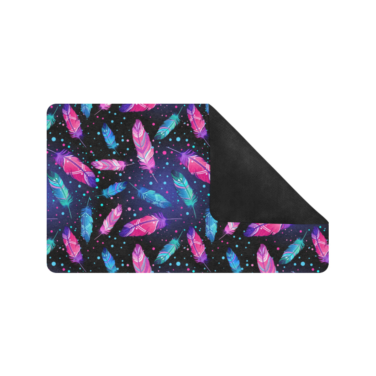 Feather Colorful Boho Design Print Rubber Doormat