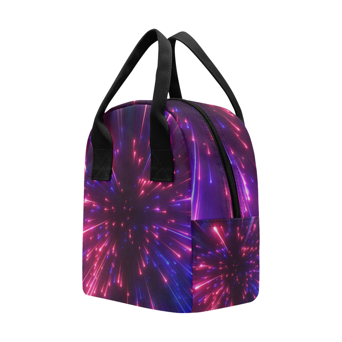 Celestial Purple Blue Neon Speed Light Insulated Lunch Bag