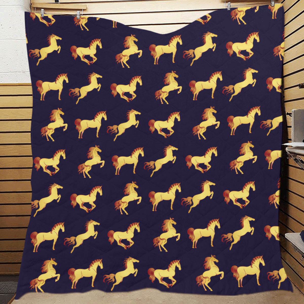 Gold Horse Pattern Premium Quilt