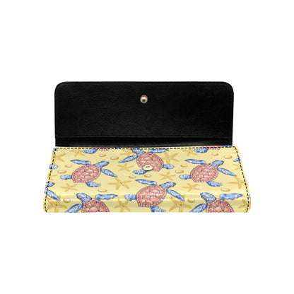 Sea Turtle Pattern Print Design T06 Women's Trifold Wallet