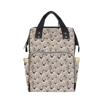 Pug Pattern Print Design A04 Diaper Bag Backpack