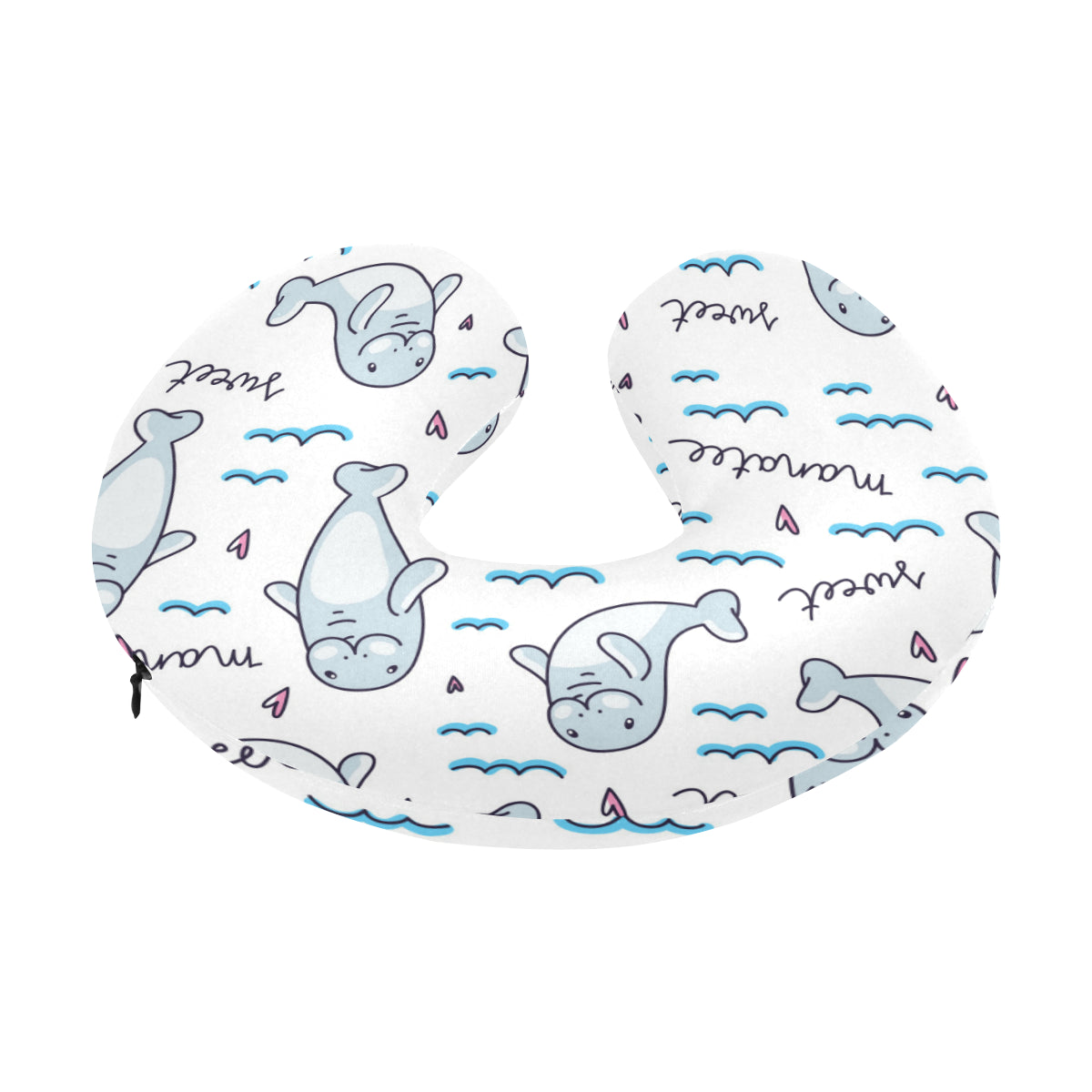 Manatee Baby Pattern Print Design 03 U-Shaped Travel Neck Pillow
