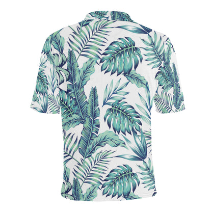 Pattern Tropical Palm Leaves Men Polo Shirt
