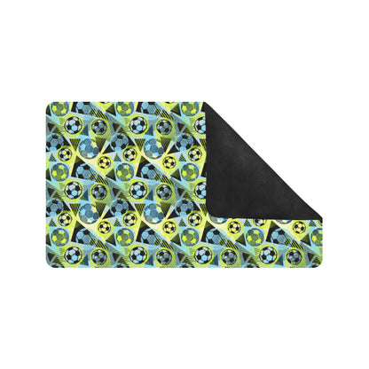 Soccer Ball Themed Print Design Rubber Doormat