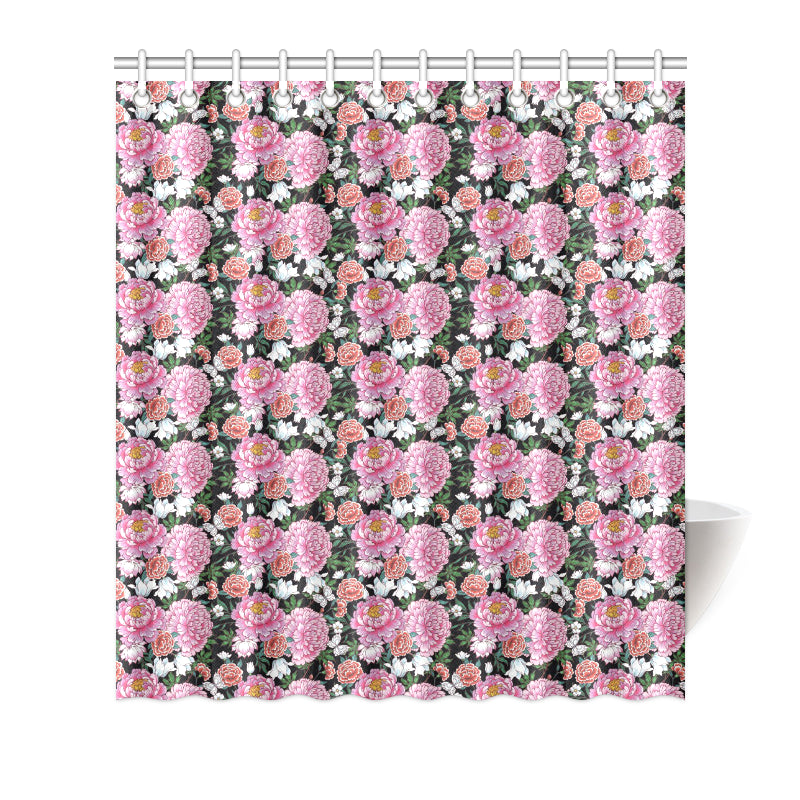 Dahlia Pattern Print Design 02 Shower Curtain