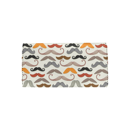 Mustache Pattern Print Design A02 Women's Trifold Wallet