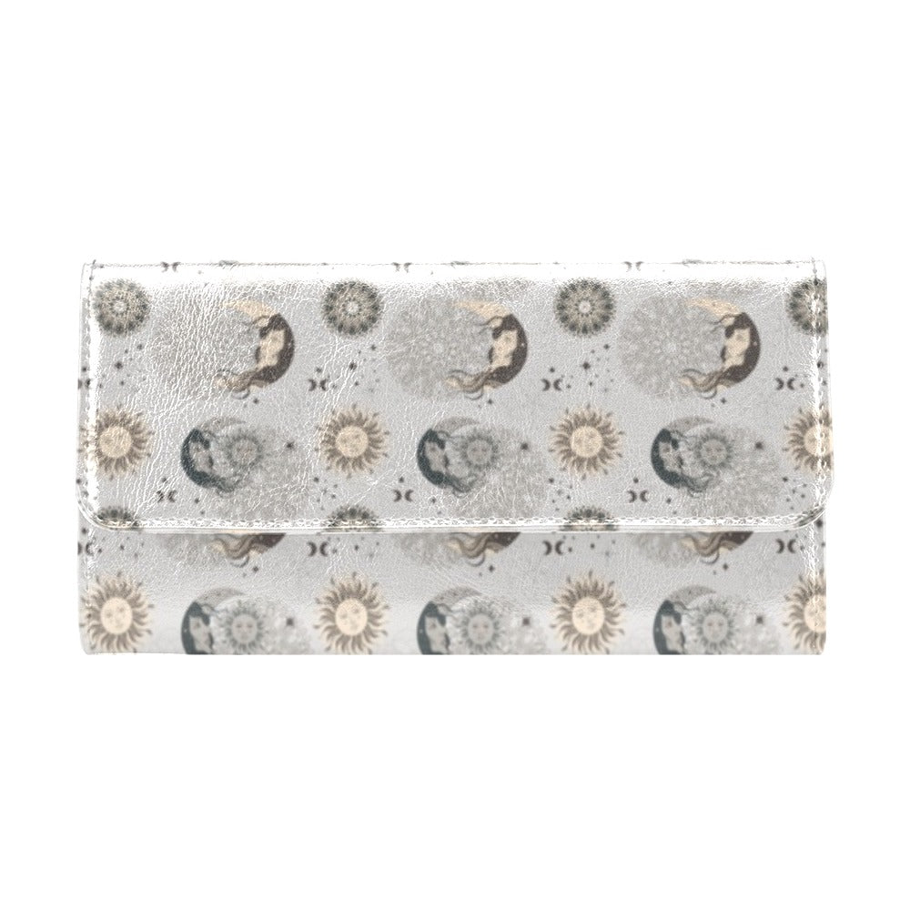 Sun Moon Print Design LKS302 Women's Trifold Wallet