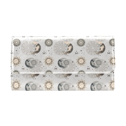 Sun Moon Print Design LKS302 Women's Trifold Wallet