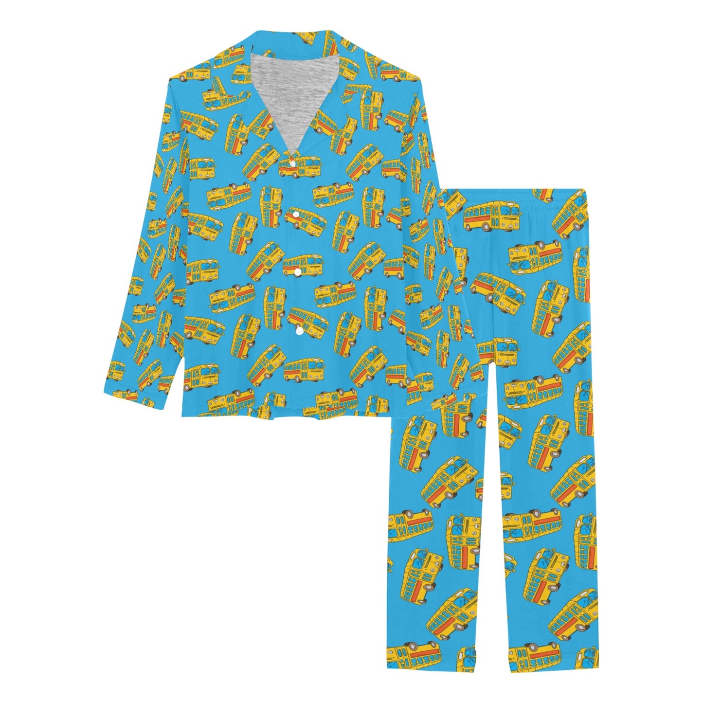 School Bus Print Design LKS302 Women's Long Pajama Set