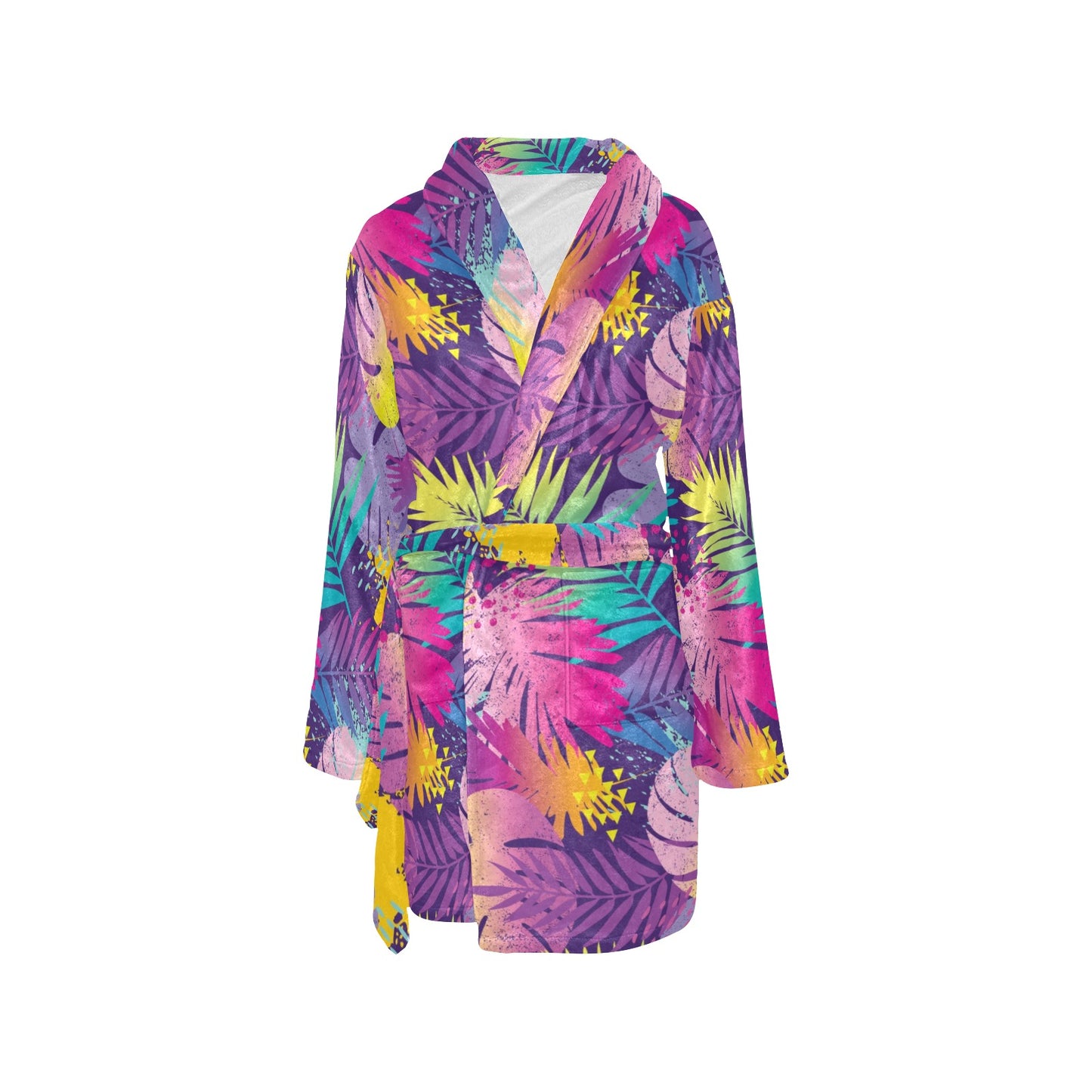 Palm Leaf Pattern Print Design A04 Women's Fleece Robe