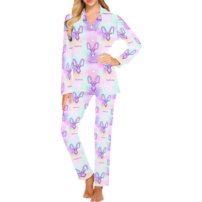 Capricorn Zodiac Pattern Print Design 02 Women's Long Pajama Set