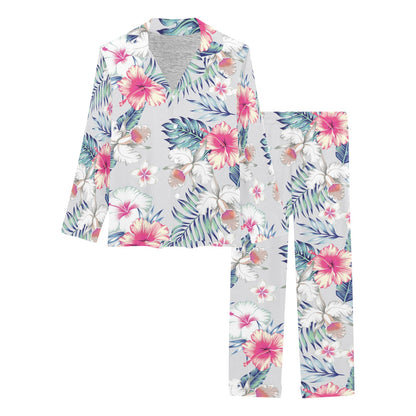 Hibiscus Print Women's Long Pajama Set