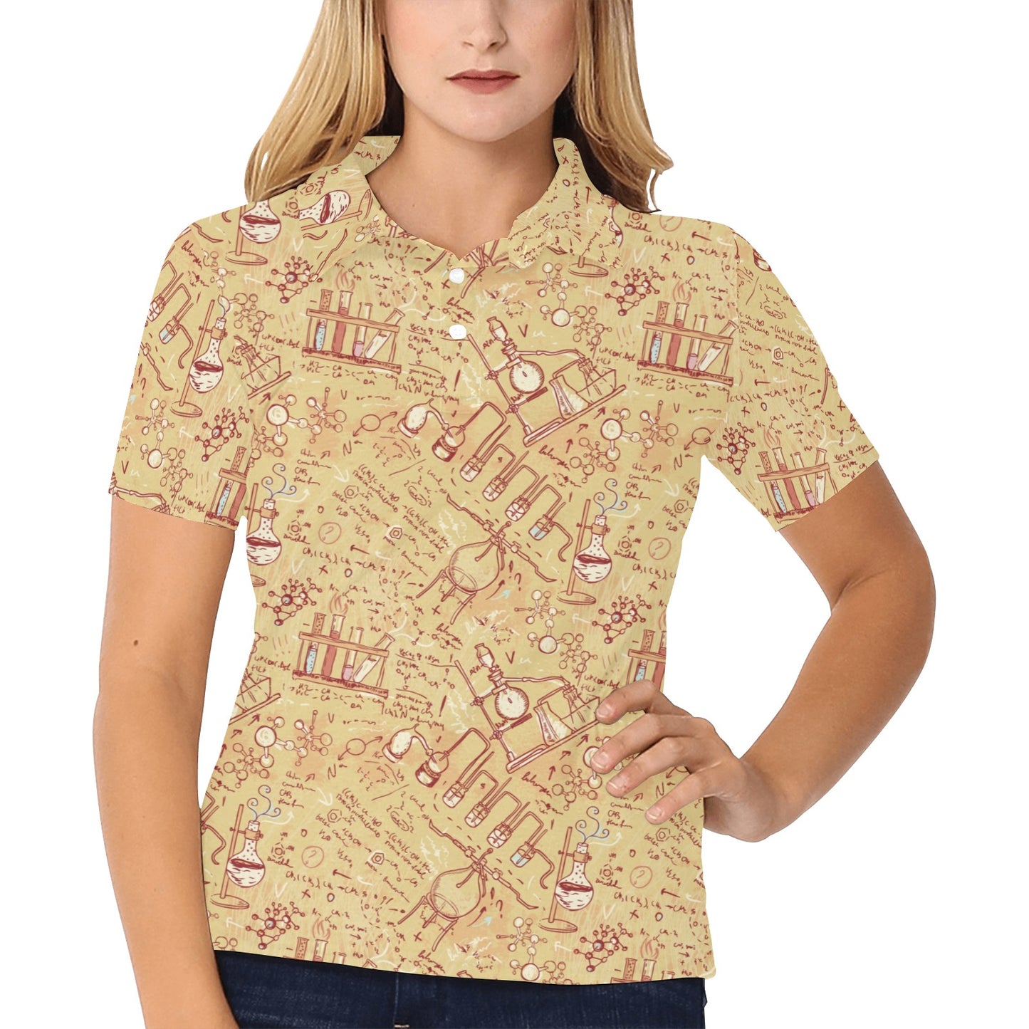 Chemical Pattern Print Design 01 Women's Polo Shirt