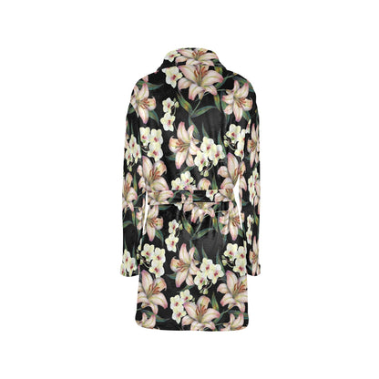 Lily Pattern Print Design LY03 Women's Fleece Robe