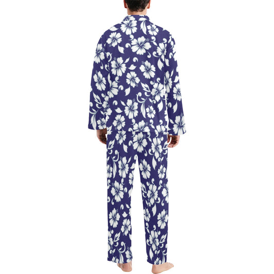 Hibiscus Pattern Print Design HB010 Men's Long Pajama Set
