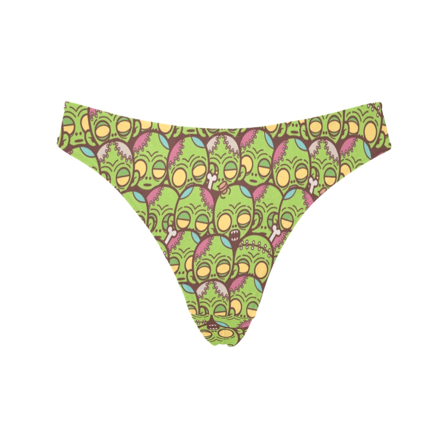 Zombie Head Design Pattern Print Women's Thongs