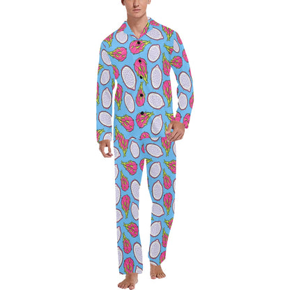 Dragonfruit Pattern Print Design DF04 Men's Long Pajama Set