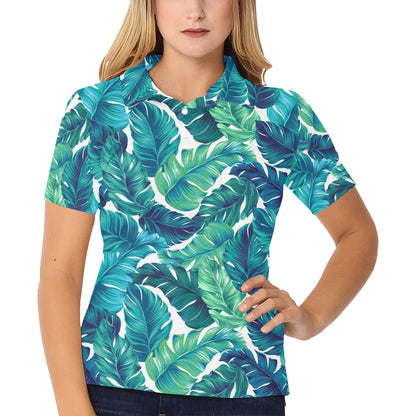 Brightness Tropical Palm Leaves Women's Polo Shirt