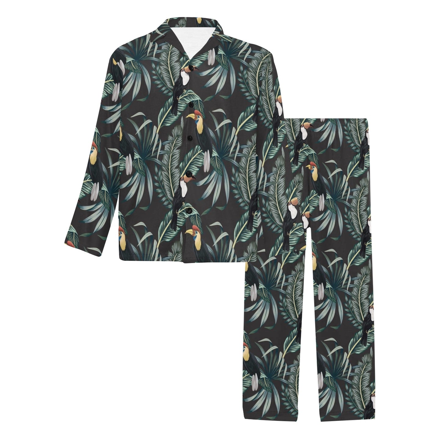 Rainforest Pattern Print Design RF06 Men's Long Pajama Set