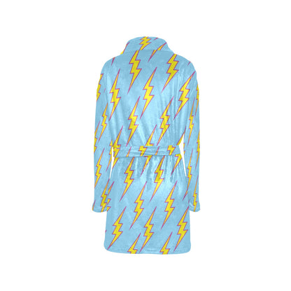 Lightning Thunder Pattern Print Design 02 Women's Fleece Robe