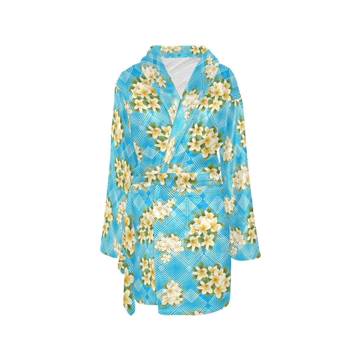 Yellow Plumeria Design Print Pattern Women's Fleece Robe