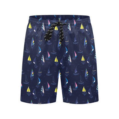 Sailboat Print Design LKS305 Men's Swim Trunks Beach Shorts