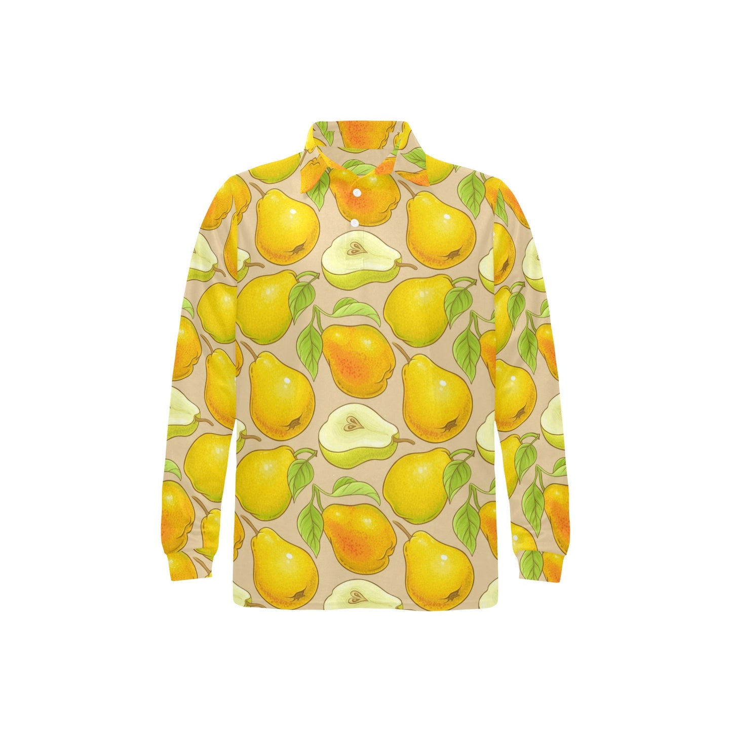 Pear Pattern Print Design PE05 Long Sleeve Polo Shirt For Men's