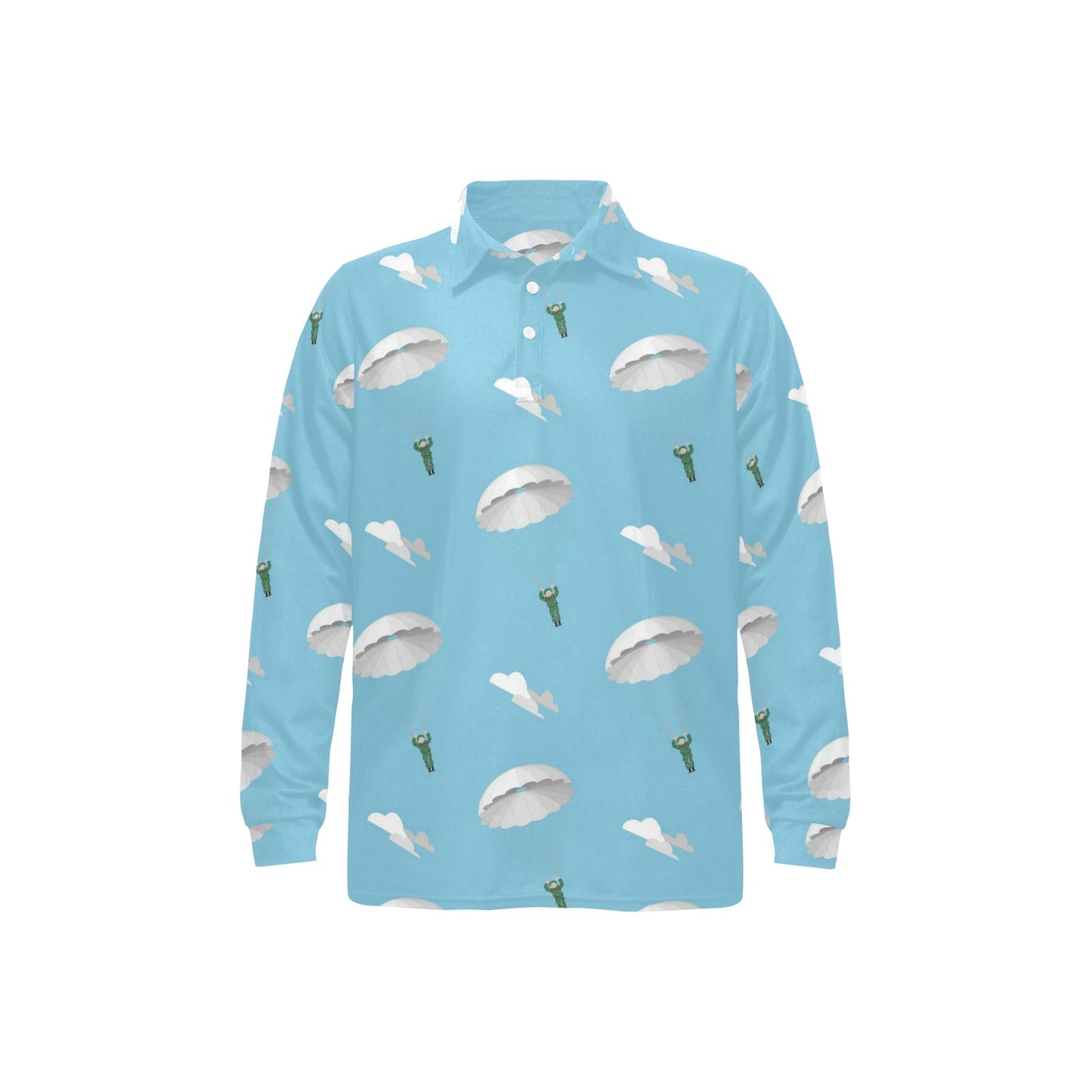 Paratrooper Pattern Print Design A02 Long Sleeve Polo Shirt For Men's