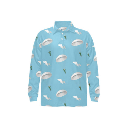 Paratrooper Pattern Print Design A02 Long Sleeve Polo Shirt For Men's