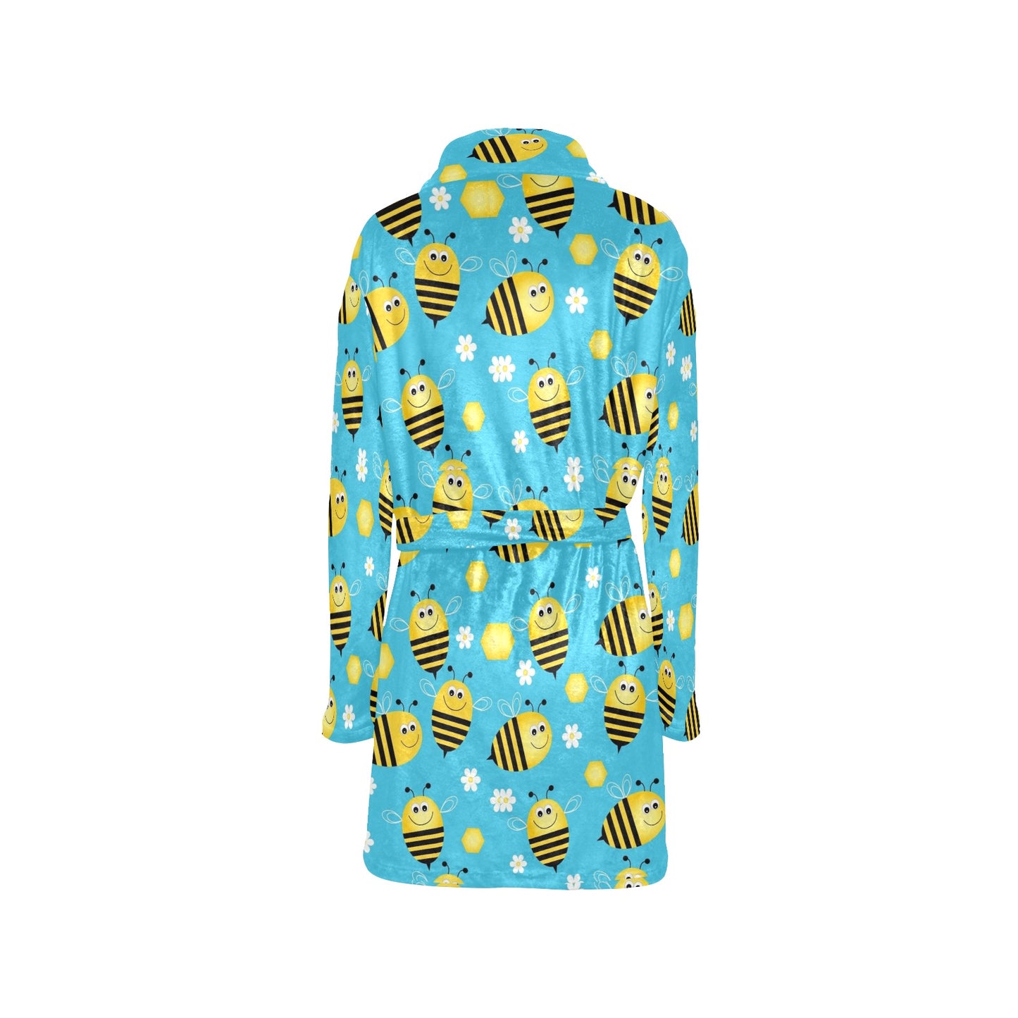 Bee Pattern Print Design BEE06 Women's Fleece Robe