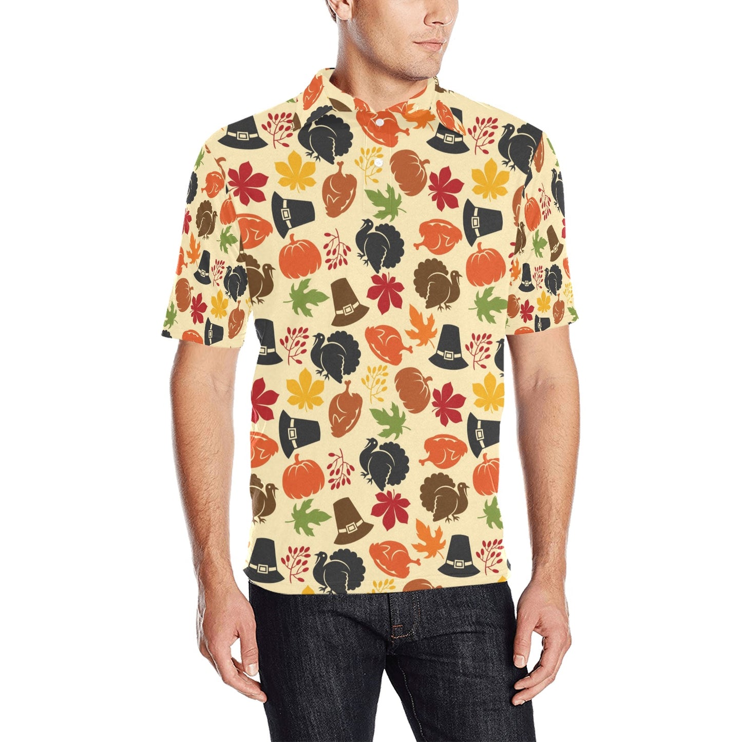Thanksgiving Print Design LKS303 Men Polo Shirt