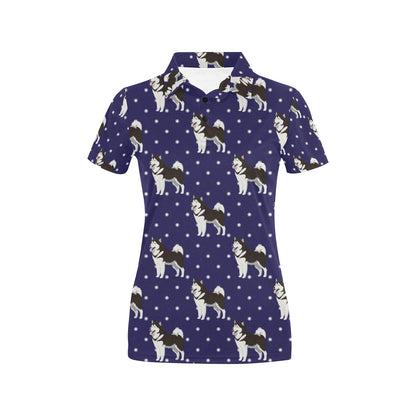 Alaskan Malamute Pattern Print Design 04 Women's Polo Shirt