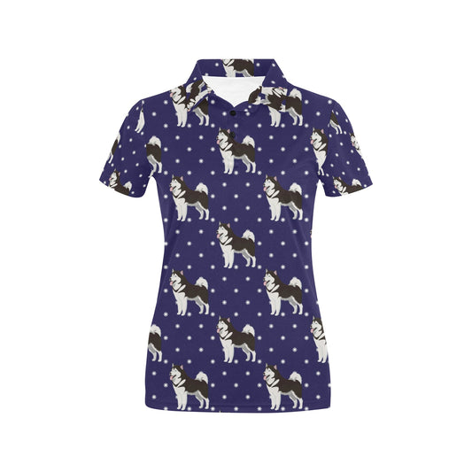 Alaskan Malamute Pattern Print Design 04 Women's Polo Shirt