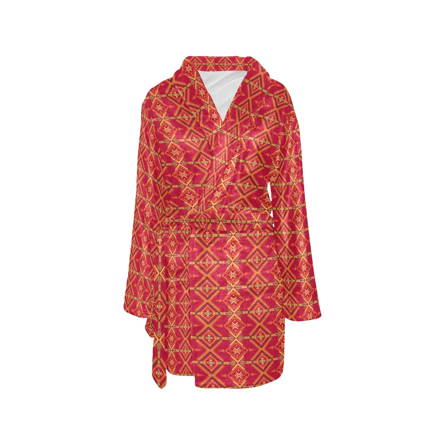 Southwest Aztec Design Themed Print Women's Fleece Robe