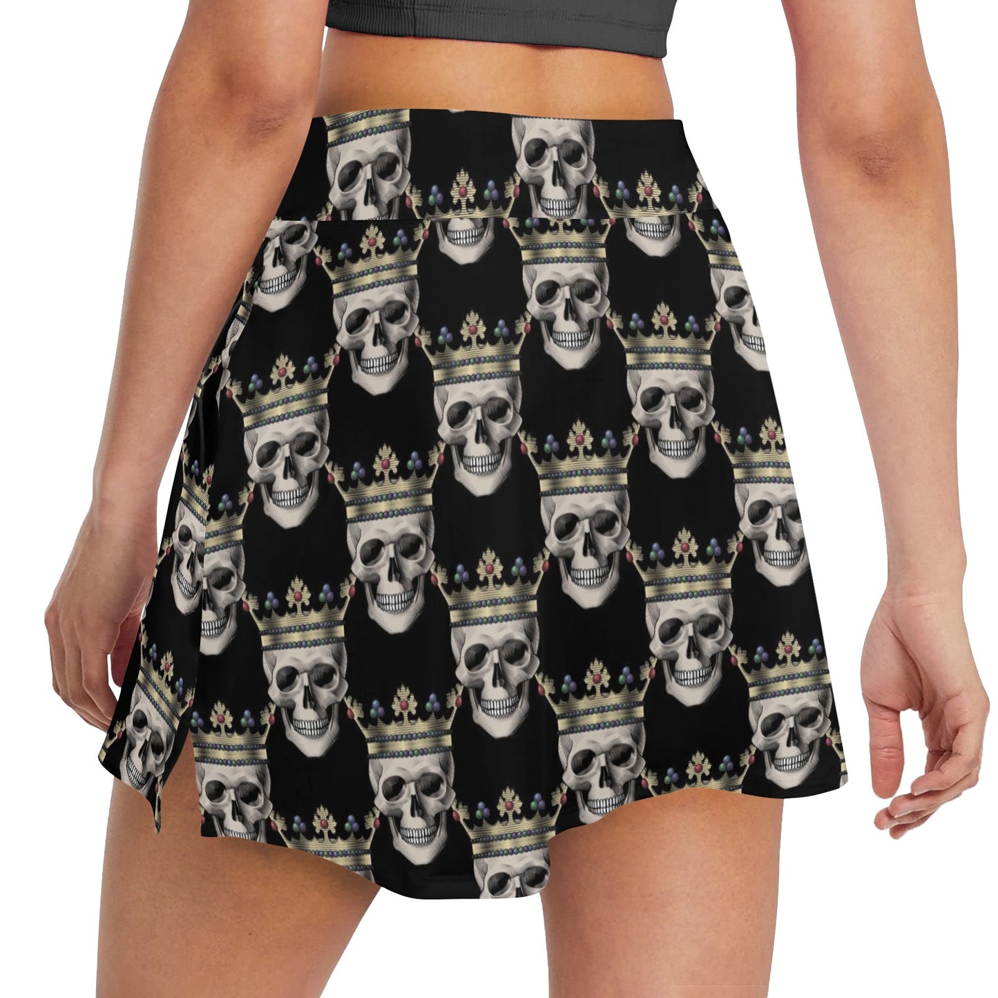 Skull King Print Design LKS3010 17" Golf & Pickleball Skort with Pockets