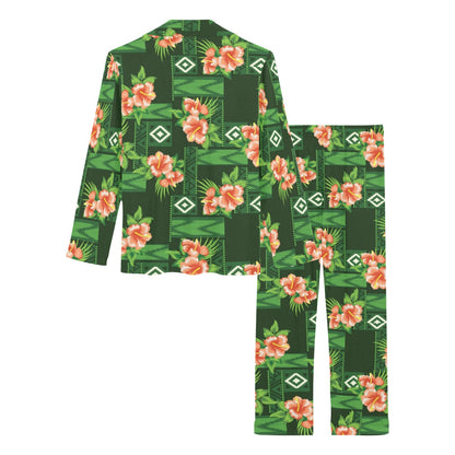 Hibiscus Pattern Print Design HB05 Women's Long Pajama Set