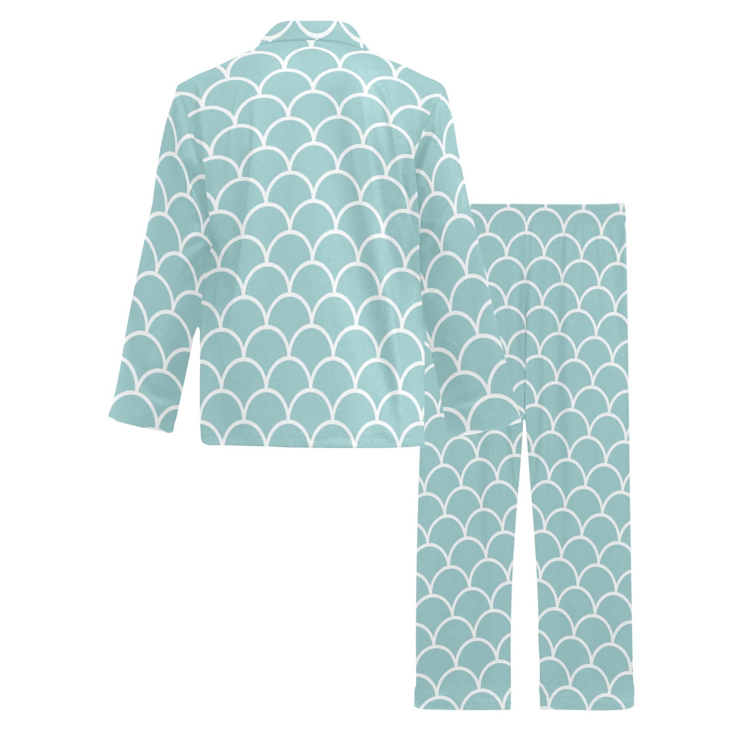 Scales Teal Pattern Print Design 02 Men's Long Pajama Set