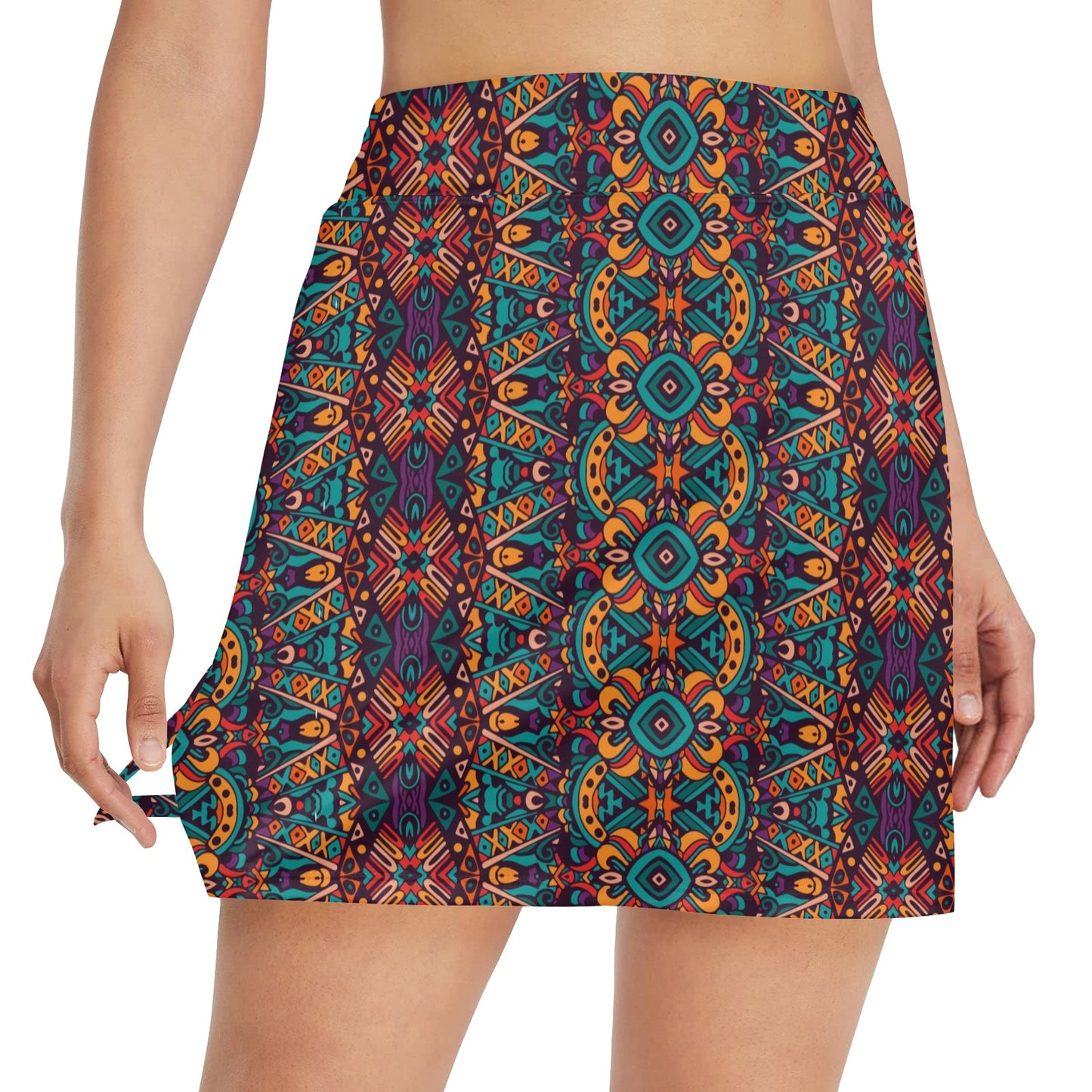 Ethnic Style Print Pattern 17" Golf & Pickleball Skort with Pockets