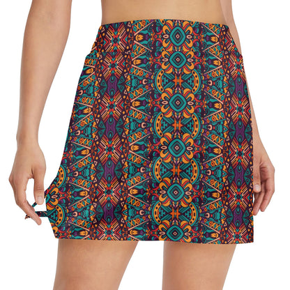 Ethnic Style Print Pattern 17" Golf & Pickleball Skort with Pockets