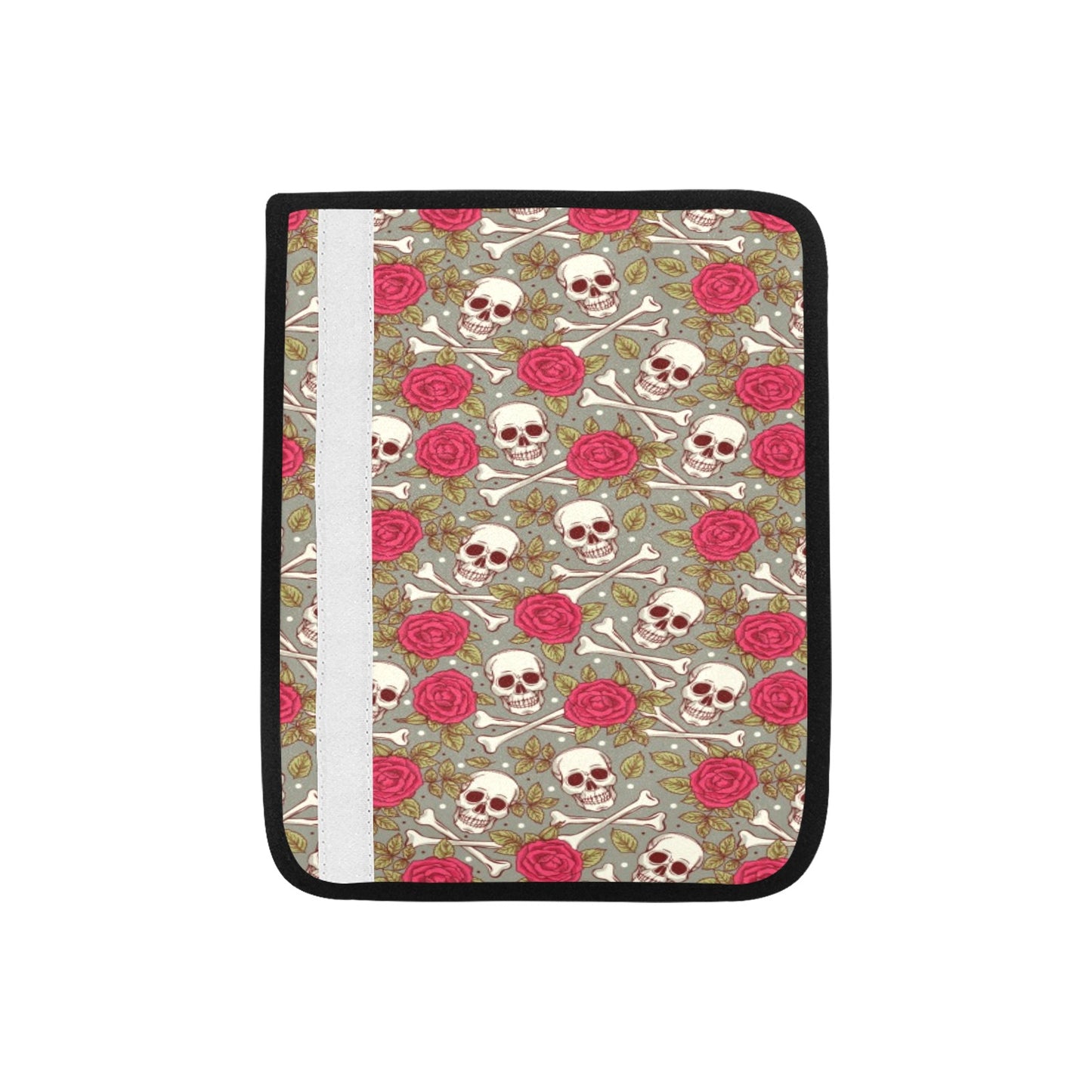 Skull Bone Rose Print Design LKS303 Car Seat Belt Cover