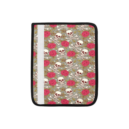 Skull Bone Rose Print Design LKS303 Car Seat Belt Cover