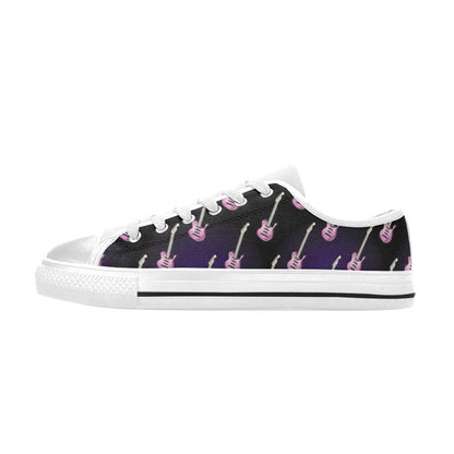 Electric Guitar Print Design LKS405 Women's White Low Top Shoes