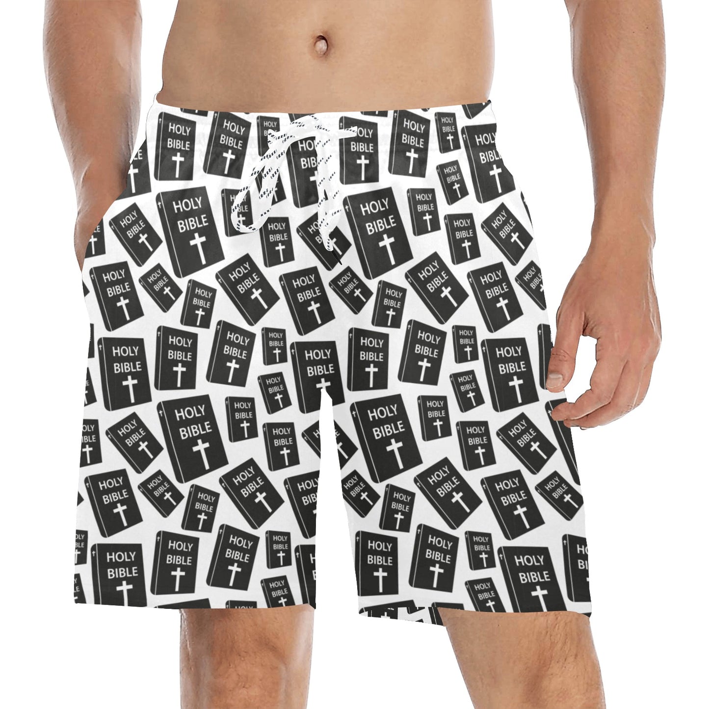 Christian Holy Bible Book Pattern Men's Swim Trunks Beach Shorts
