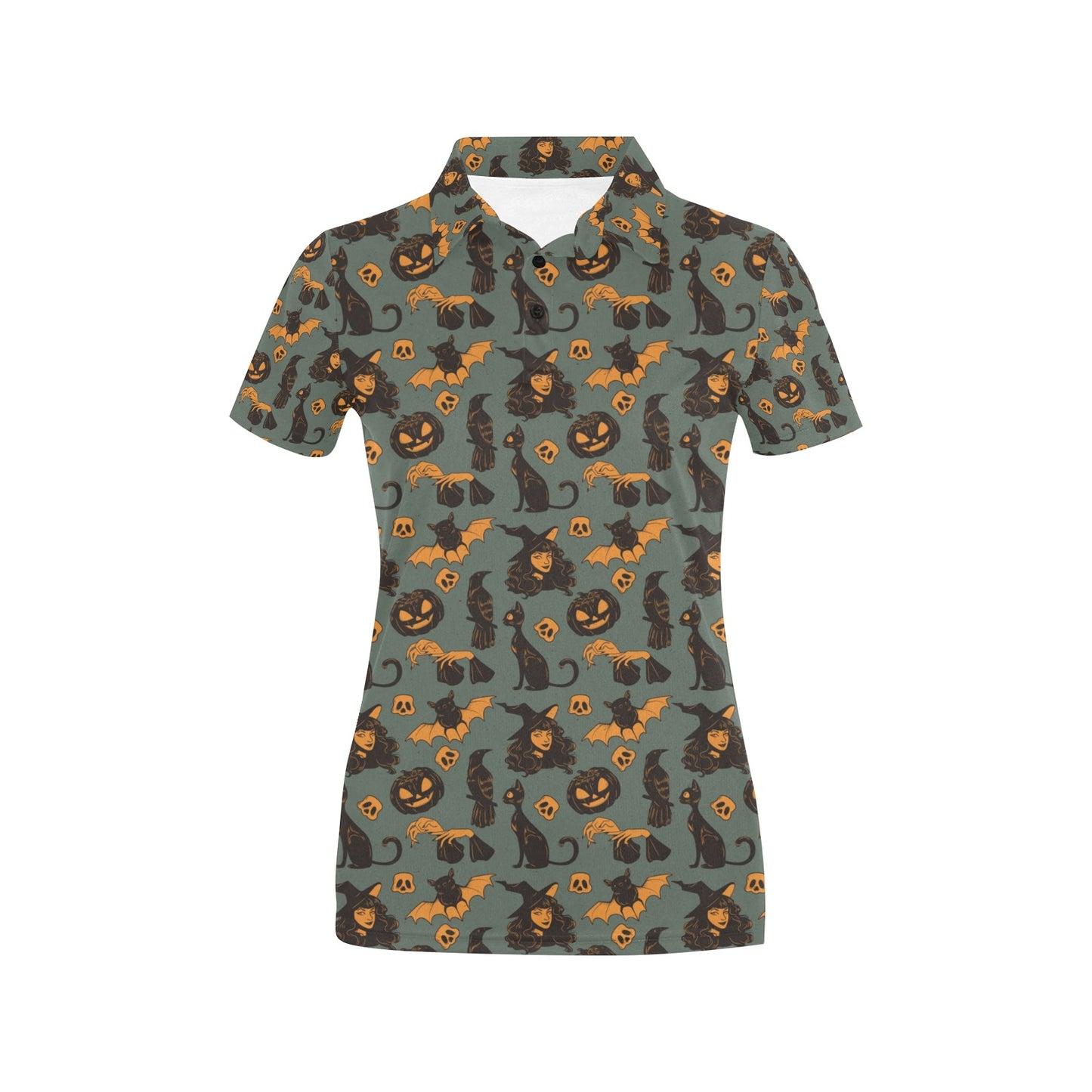 Witch Bat Halloween Print Design LKS305 Women's Polo Shirt