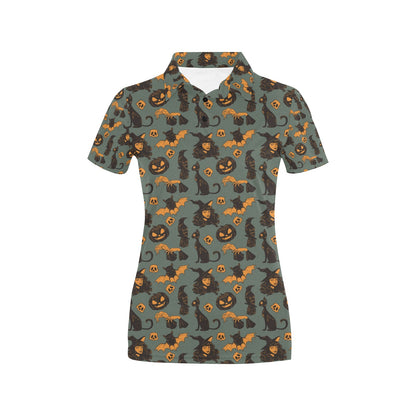 Witch Bat Halloween Print Design LKS305 Women's Polo Shirt